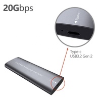 Casing Eksternal Hard Disk Komputer Portabel, Enclosure SSD Penyimpanan USB3.2 PCIe 20Gbps, Case USB Eksternal untuk M.2 SATA NVME SSD