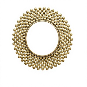 Kayna Export Luxury <b>Gold</b> Plated Metal Art Deco Round Wall Mirror with 5.0mm Thickness for Hotels Decor - Product Image 1