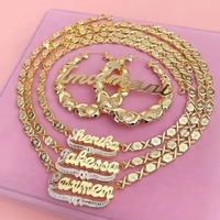 Nuevo Collar Personalizado con Nombre en Acrílico Doble Chapado en Oro, Conjunto de Joyería con Cadena de Eslabones Xoxo Personalizado 2023