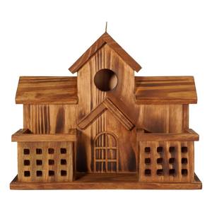 Maisons à oiseaux en bois à 3 trous avec mangeoire à oiseaux pour l'extérieur. - Product Image 3
