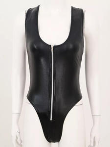 Combinaison moulante brillante pour femmes, maillot de <span class=keywords><strong>bain</strong></span> sexy avec fermeture éclair, bikini brésilien métallique, maillot de <span class=keywords><strong>bain</strong></span>, tenue de club, combinaison une pièce - Product Image 2