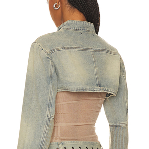 Automne chaud nouveau manteau en jean <span class=keywords><strong>ultra</strong></span> court à manches longues femmes personnalité européenne et américaine design sens de la veste femmes - Product Image 5