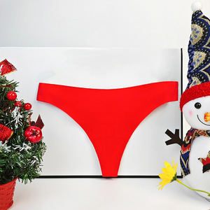 Bán buôn Ladies liền mạch Ice Silk Briefs low-tăng hàng ngày màu đỏ vàng panty thong món quà giáng sinh Laser Cut traceless đồ lót - Product Image 2