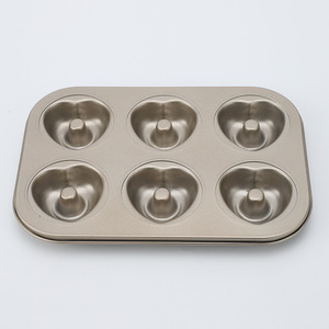 Gold Colored Carbon Steel Heart Shaped Donut Mold 4 6 12 Cavity Baking Tray Oven <b>Safe</b> Non Stick Home Pastry <b>Tool</b> - Product Image 2