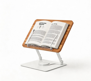 Support pliable pour ordinateur <span class=keywords><strong>portable</strong></span> et lecture de livres, en bois, avec rotation à 360°, angle et hauteur réglables, et pince de fixation - Product Image 2