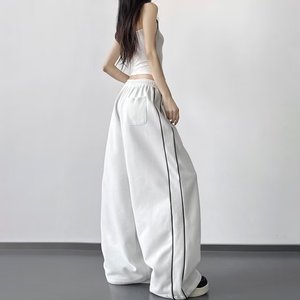 <span class=keywords><strong>Pantaloni</strong></span> Sportivi da <span class=keywords><strong>Donna</strong></span> Oversize a Vita Alta con Coulisse, Gamba Larga e Linea Laterale, Stile Casual per Streetwear - Product Image 5