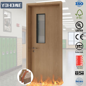 Portes de classe en bois insonorisées et ignifuges avec fenêtre, finition chêne, certifiées CE, pour écoles - Product Image 1