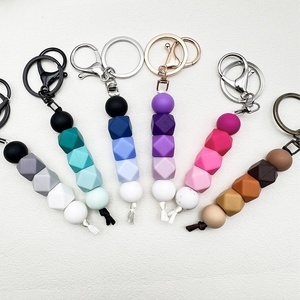 Hot Selling Simple Hexagonal Gradient Keychain Backpack Pendant Accessory and Small Gift Bead String Other Lanyards
