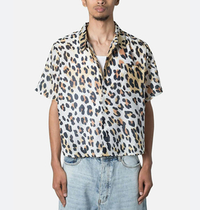 Biểu Tượng Tùy Chỉnh Mùa Hè Nút up Cotton Giản Dị Thời Trang Phố Quá Khổ Sơn <span class=keywords><strong>Leopard</strong></span> Ngắn Tay Áo Người Đàn Ông Của Áo Sơ Mi - Product Image 1