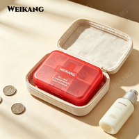 Organisateur de pilules portable à 6 compartiments, étui de rangement pour médicaments, étui de voyage pour comprimés avec couvercle rabattable