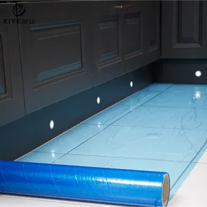 Protección de superficie de adhesión de larga duración personalizada, película azul transparente de plástico para suelo de baldosas