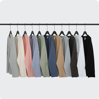 Pull à col rond en coton épais 234g, double fil, couleur unie, coupe ample, manches longues, personnalisable OEM/ODM