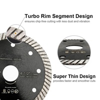 Lame de scie diamantée turbo super fine SHDIATOOL, diamètre 4'', 4,5'', 5'', disque de coupe pour carrelage en céramique, porcelaine, granit