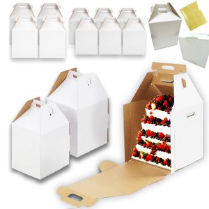 Wholesale White Wedding Tall Cake Box Large Square Packing For 10 12" Inch Tall Cheese Cake Paper Box With Clear Window