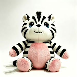 Peluche zèbre noire et blanche personnalisée, adorable peluche zèbre rayée, poupée zèbre de safari, peluche zèbre dodue - Product Image 3