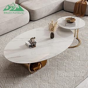 <span class=keywords><strong>Tavolino</strong></span> <span class=keywords><strong>da</strong></span> <span class=keywords><strong>Caffè</strong></span> Wayon di Lusso Moderno ed Estensibile, Arredamento per Soggiorno, Tavolo Rotondo Grande e Piccolo in Acciaio Inossidabile - Product Image 5