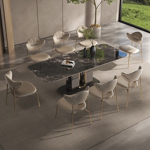 Microlite haut <span class=keywords><strong>de</strong></span> gamme Style italien rectangulaire Table à manger lumière luxe pierre roche plaque Simple Design moderne pour les petits - Product Image 3