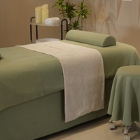 Housse de table de massage personnalisée verte à motif pied-de-poule, ensemble de draps de luxe pour table de massage