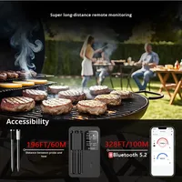 Termometer Makanan & Daging Nirkabel Tahan Air IP67 dengan 2 Probe & Kontrol Aplikasi Termometer Digital Pintar untuk Memasak