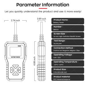 Bm550 6V 12V 24V Ô Tô Công cụ Chẩn đoán Xe pin Analyzer & <span class=keywords><strong>Tester</strong></span> - Product Image 4
