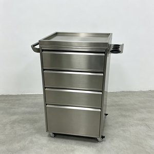 Carrito de Peluquería Moderno de Acero Inoxidable Resistente con 4 Cajones, Carro para Herramientas con Ruedas y Portavasos para Salón de Belleza - Product Image 2