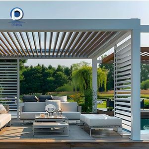 Auvent cantilever rétractable motorisé pour jardin et terrasse, avec écran à lames orientables motorisé, pour extérieur, type gazebo solaire - Product Image 3