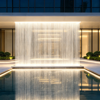 Fontaine murale verticale extérieure à rideau d'eau lumineux pour l'aménagement paysager privé de jardin