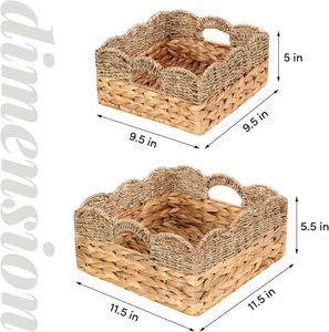Paniers festonnés Lot de 2 paniers en osier pour panier de décoration Organisateur de salon - Product Image 2
