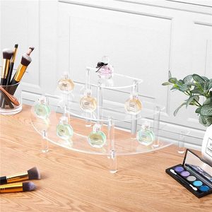 Rak Penyimpanan dan Pajangan Parfum serta Tempat Cupcake 3 Tingkat Setengah Lingkaran Akrilik Ekstrusi Transparan - Product Image 5