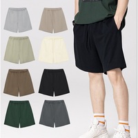 Shorts de sport pour hommes personnalisés à prix de gros, en laine épaisse unie avec cordon de serrage à la taille