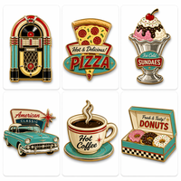 Aimants de réfrigérateur en métal rétro personnalisés, aimants de réfrigérateur en émail vintage sur le thème de la restauration, souvenir pour la promotion des restaurants