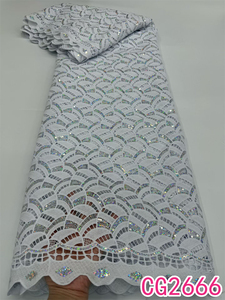 Encaje de Guipur Blanco al por Mayor con Lentejuelas, Encaje de Guipur para Vestidos de Novia Nigerianos, Tela de Encaje Africano para Mujer - Product Image 5