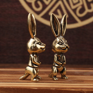 Figura de Conejo de Latón, 2 Piezas, Diseño Tradicional Compacto, Decoración para Oficina u Hogar, Regalo de Pascua - Product Image 3