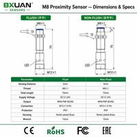 Sensor de Proximidad Inductivo M8, Conector M12, Detección de 2 mm, NPN PNP, 10-30 V, 2 kHz, IP67, Automatización Industrial