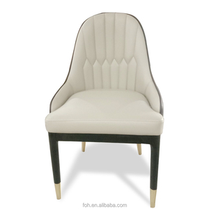 Sedia da Caffetteria con Gambe <span class=keywords><strong>in</strong></span> <span class=keywords><strong>Legno</strong></span> e Base Dorata <span class=keywords><strong>in</strong></span> Pelle Bianca per Lobby di Hotel e Ristoranti - Product Image 6