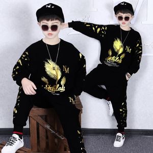 Ensemble de vêtements pour garçons d'automne : T-shirt et pantalon long, vêtements décontractés en coton pour enfants, ensemble de survêtement pour adolescents - Product Image 1