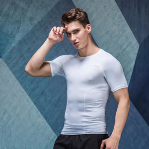 100% <b>Polyester</b> <b>T</b> <b>Shirt</b> Men Gym Short Sleeve Blank Compression <b>Shirts</b> Men Quick Dry Mesh Sport <b>Shirt</b> - Product Image 1