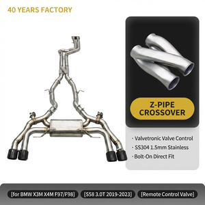 Échappement arrière OEM Valvetronic pour <span class=keywords><strong>BMW</strong></span> X3M X4M F97 F98 S58 3.0T 2019-2023 Z-Pipe SS304 avec télécommande, son sportif agressif - Product Image 1