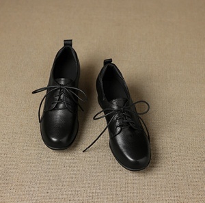 Leather belt buckle single layer sheepskin shoes <b>pointed</b> <b>toe</b> solid color leather shoes Mid Calf - Product Image 1