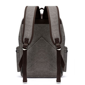 Commercio all'ingrosso Vintage Vegan Retro Logo personalizzato stampato borsa per libri da uomo Casual Laptop con coulisse borse in pelle di tela per zaino da uomo - Product Image 4