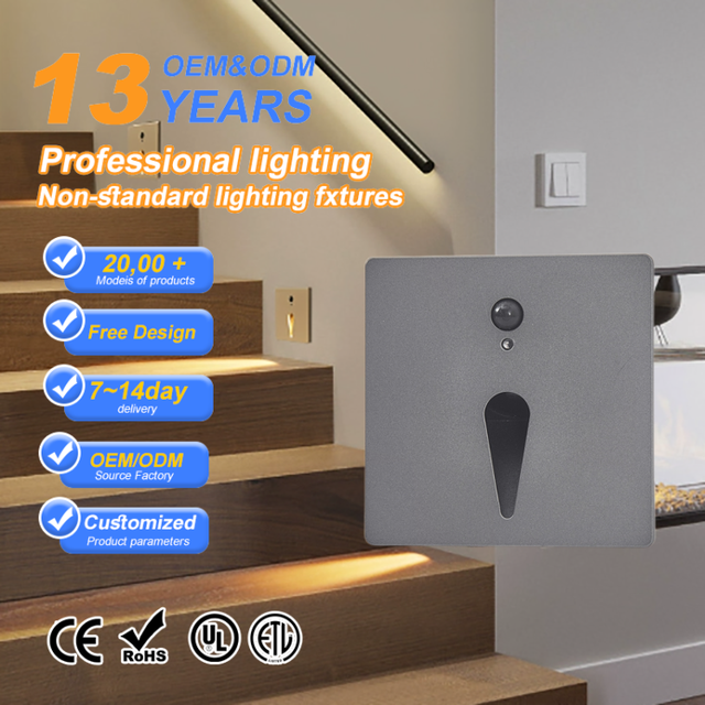 Most Popular 12V 3W Multi-color Aluminum Square LED Stair Step Lighting Motion Sensor System Embedded Wall Lamps for Garden