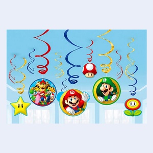 Espirales Decorativas de Plástico de Super Mario, 6 Piezas, Adornos Colgantes Reutilizables para Fiestas de Cumpleaños Infantiles - Product Image 1