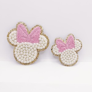Parche adhesivo de chenilla para la cabeza de <span class=keywords><strong>Minnie</strong></span> Mouse, parche adhesivo con borde brillante de Disney Park - Product Image 3