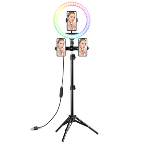Lampe annulaire LED RVB Dream Color avec trépied, support réglable pour éclairage de sol, diffusion en direct, maquillage, vidéo YouTube - Product Image 2