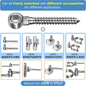 Eda Stainless Steel Eye Bolt With Threaded Shank For Wooden Gate And Fence Mounting - Product Image 5