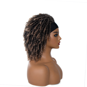 Parrucche Afro Ricci Ondulati Sintetici Ombre Marrone e Biondo con Fascia Nera per Donna - Ingrosso Fabbrica - Product Image 2