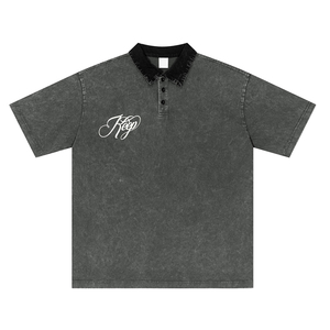 Polo de Algodón Lavado con Bloques de Color Vintage, Nuevo, con Botones, Polo Holgado para Hombre - Product Image 3