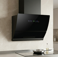 Hotte de cuisine électrique 60 cm au design élégant, en verre noir, avec contrôle tactile et télécommande, pour usage domestique