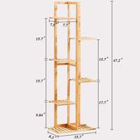 Étagère à plantes en bambou à 6 niveaux pour 7 pots, support multiple pour pots de fleurs, étagère de présentation pour plantes d'intérieur et d'extérieur, unité d'étagérage pour patio