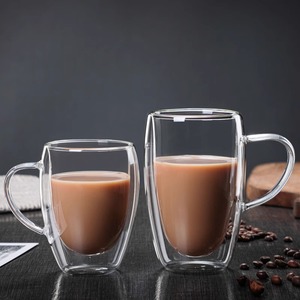 แก้วกาแฟสองชั้นพร้อมหูจับ แก้วชาเก็บความร้อน แก้วบอโรซิลิเกตคุณภาพสูง ภาชนะเครื่องดื่มสำหรับใช้ในบ้าน - Product Image 3